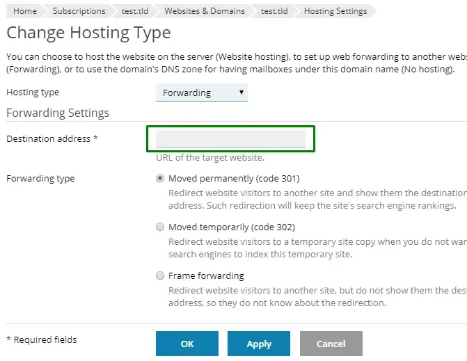 αλλαγή hosting σε ανακατεύθυνση domain 2