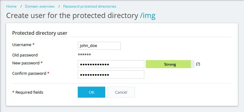 Δημιουργία χρήστη σε protected directory στο πίνακα ελέγχου Plesk