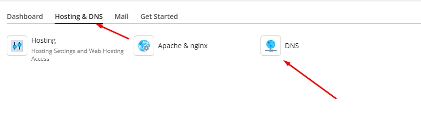 Πεδίο επιλογής για ρύθμιση DNS εγγραφών στην DNHOST