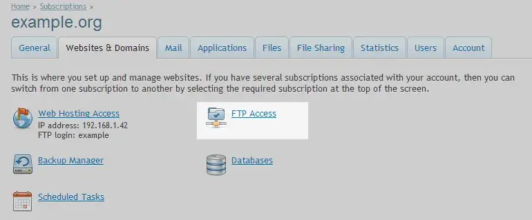 FTP Access Option